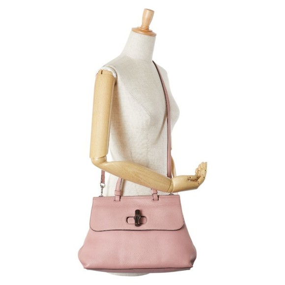 GUCCI Pink Leather Bamboo Shoulder Bag - Picture 15 of 15